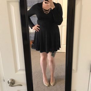 Cage front long sleeve dress